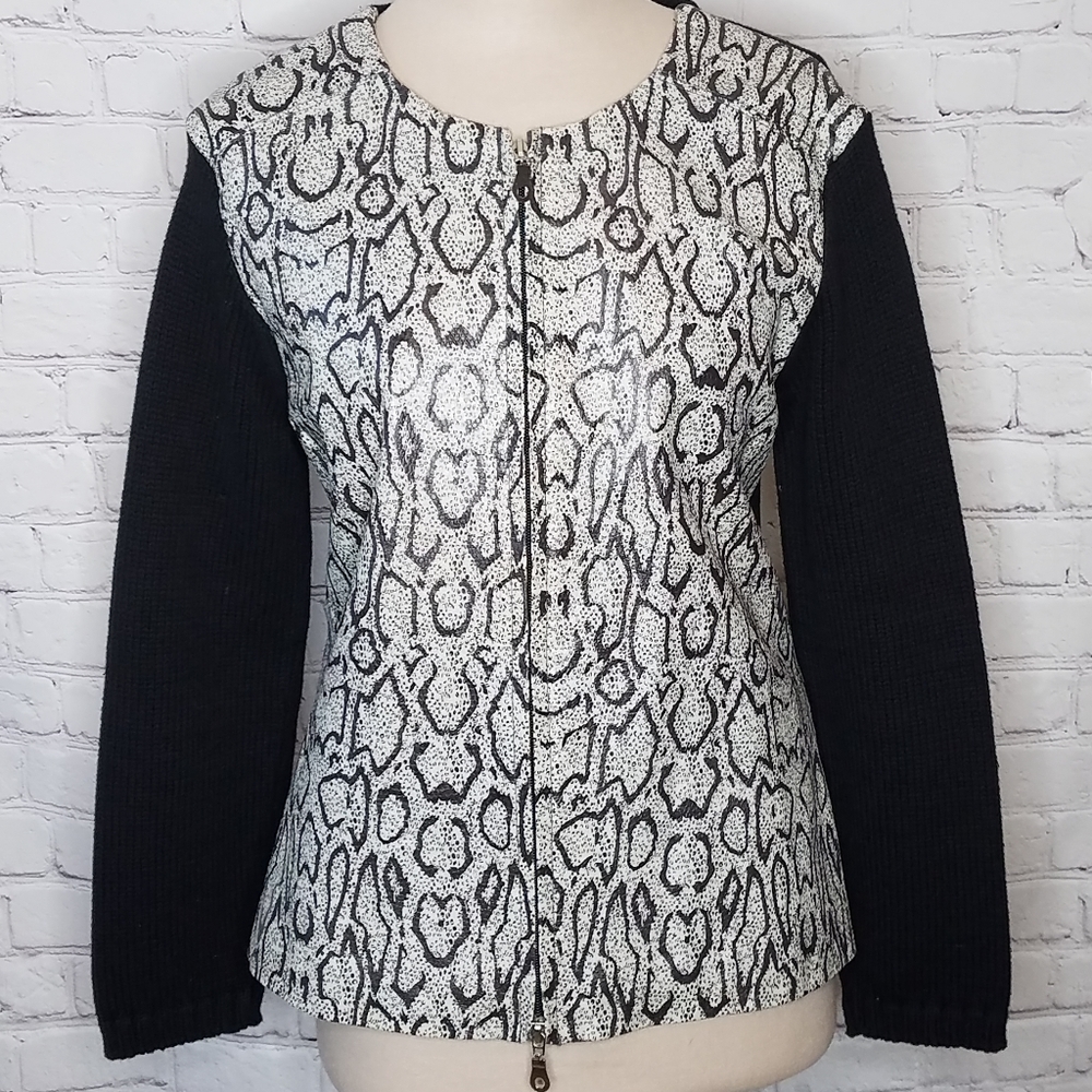 Maurice Sasson Vegan Leather Sweater Jacket Size L